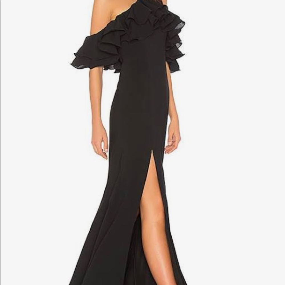 Black ruffled sleeve formal maxi - Picture 1 of 4
